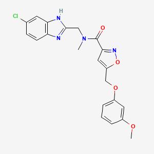 molecular formula C21H19ClN4O4 B4063995 N-[(5-氯-1H-苯并咪唑-2-基)甲基]-5-[(3-甲氧基苯氧基)甲基]-N-甲基-3-异恶唑甲酰胺 