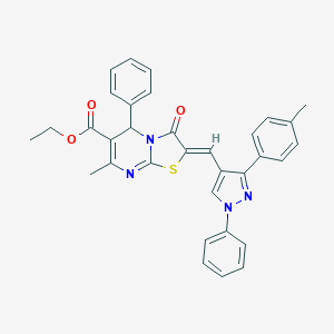 ethyl 7-methyl-2-{[3-(4-methylphenyl)-1-phenyl-1H-pyrazol-4-yl]methylene}-3-oxo-5-phenyl-2,3-dihydro-5H-[1,3]thiazolo[3,2-a]pyrimidine-6-carboxylate