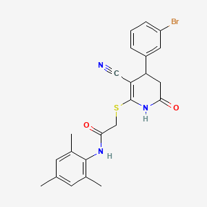 2-{[4-(3-bromophenyl)-3-cyano-6-oxo-1,4,5,6-tetrahydro-2-pyridinyl]thio}-N-mesitylacetamide