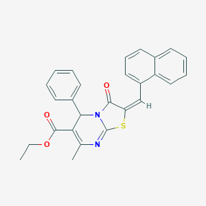 molecular formula C27H22N2O3S B406404 Ethyl (2E)-7-methyl-2-(1-naphthylmethylene)-3-oxo-5-phenyl-2,3-dihydro-5H-[1,3]thiazolo[3,2-A]pyrimidine-6-carboxylate 