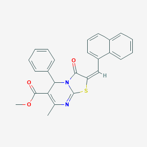 molecular formula C26H20N2O3S B406408 methyl 7-methyl-2-(1-naphthylmethylene)-3-oxo-5-phenyl-2,3-dihydro-5H-[1,3]thiazolo[3,2-a]pyrimidine-6-carboxylate 