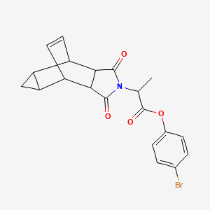 molecular formula C20H18BrNO4 B4064089 4-溴苯基 2-(3,5-二氧代-4-氮杂三环[5.3.2.0~2,6~.0~8,10~]十二烷-11-烯-4-基)丙酸酯 