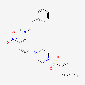 (5-{4-[(4-fluorophenyl)sulfonyl]-1-piperazinyl}-2-nitrophenyl)(2-phenylethyl)amine