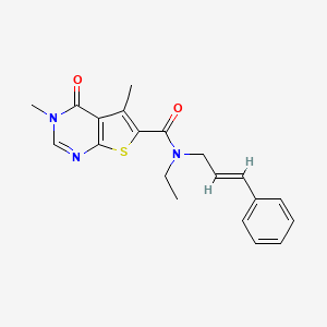 N-ethyl-3,5-dimethyl-4-oxo-N-[(2E)-3-phenylprop-2-en-1-yl]-3,4-dihydrothieno[2,3-d]pyrimidine-6-carboxamide