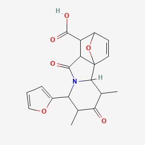 molecular formula C19H19NO6 B4064161 6-(2-furyl)-3,5-dimethyl-4,8-dioxo-14-oxa-7-azatetracyclo[9.2.1.0~1,9~.0~2,7~]tetradec-12-ene-10-carboxylic acid 