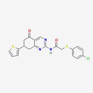 molecular formula C20H16ClN3O2S2 B4064163 2-[(4-chlorophenyl)thio]-N-[5-oxo-7-(2-thienyl)-5,6,7,8-tetrahydro-2-quinazolinyl]acetamide 