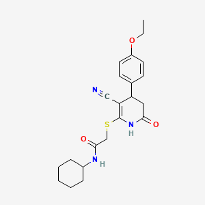 2-{[3-cyano-4-(4-ethoxyphenyl)-6-oxo-1,4,5,6-tetrahydro-2-pyridinyl]thio}-N-cyclohexylacetamide