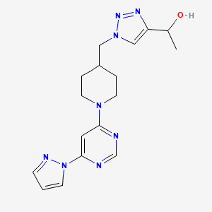 molecular formula C17H22N8O B4064176 1-[1-({1-[6-(1H-pyrazol-1-yl)-4-pyrimidinyl]-4-piperidinyl}methyl)-1H-1,2,3-triazol-4-yl]ethanol trifluoroacetate (salt) 