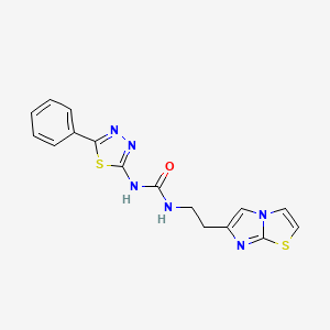 molecular formula C16H14N6OS2 B4064184 N-(2-imidazo[2,1-b][1,3]thiazol-6-ylethyl)-N'-(5-phenyl-1,3,4-thiadiazol-2-yl)urea 