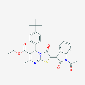ethyl (2Z)-2-(1-acetyl-2-oxoindol-3-ylidene)-5-(4-tert-butylphenyl)-7-methyl-3-oxo-5H-[1,3]thiazolo[3,2-a]pyrimidine-6-carboxylate