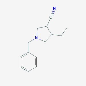 molecular formula C14H18N2 B040642 1-Benzyl-4-ethylpyrrolidine-3-carbonitrile CAS No. 115687-25-7