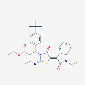 molecular formula C30H31N3O4S B406422 ethyl (2Z)-5-(4-tert-butylphenyl)-2-(1-ethyl-2-oxoindol-3-ylidene)-7-methyl-3-oxo-5H-[1,3]thiazolo[3,2-a]pyrimidine-6-carboxylate CAS No. 324568-05-0