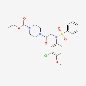 molecular formula C22H26ClN3O6S B4064239 ethyl 4-[N-(3-chloro-4-methoxyphenyl)-N-(phenylsulfonyl)glycyl]-1-piperazinecarboxylate 