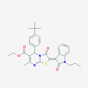 ethyl (2Z)-5-(4-tert-butylphenyl)-7-methyl-3-oxo-2-(2-oxo-1-propylindol-3-ylidene)-5H-[1,3]thiazolo[3,2-a]pyrimidine-6-carboxylate