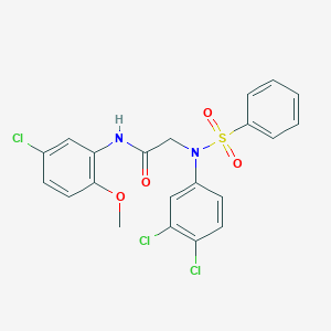 molecular formula C21H17Cl3N2O4S B4064243 N~1~-(5-chloro-2-methoxyphenyl)-N~2~-(3,4-dichlorophenyl)-N~2~-(phenylsulfonyl)glycinamide 