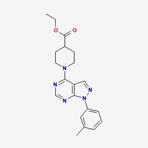 molecular formula C20H23N5O2 B4064256 ethyl 1-[1-(3-methylphenyl)-1H-pyrazolo[3,4-d]pyrimidin-4-yl]-4-piperidinecarboxylate 