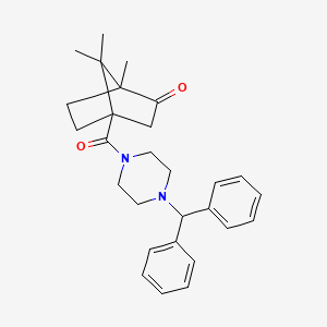 molecular formula C28H34N2O2 B4064269 4-{[4-(diphenylmethyl)-1-piperazinyl]carbonyl}-1,7,7-trimethylbicyclo[2.2.1]heptan-2-one 