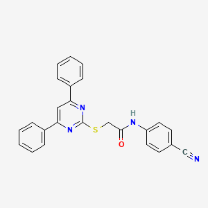 molecular formula C25H18N4OS B4064293 N-(4-cyanophenyl)-2-[(4,6-diphenyl-2-pyrimidinyl)thio]acetamide 