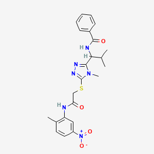 molecular formula C23H26N6O4S B4064298 N-{2-methyl-1-[4-methyl-5-({2-[(2-methyl-5-nitrophenyl)amino]-2-oxoethyl}thio)-4H-1,2,4-triazol-3-yl]propyl}benzamide 