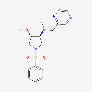 molecular formula C16H20N4O3S B4064302 (3S*,4S*)-4-[methyl(2-pyrazinylmethyl)amino]-1-(phenylsulfonyl)-3-pyrrolidinol 