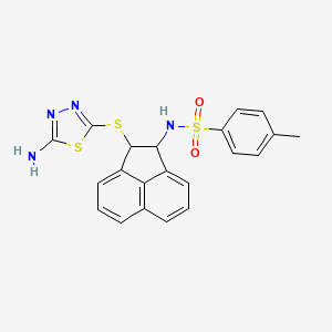 molecular formula C21H18N4O2S3 B4064310 N-{2-[(5-amino-1,3,4-thiadiazol-2-yl)thio]-1,2-dihydro-1-acenaphthylenyl}-4-methylbenzenesulfonamide 