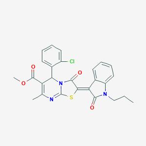 methyl (2Z)-5-(2-chlorophenyl)-7-methyl-3-oxo-2-(2-oxo-1-propylindol-3-ylidene)-5H-[1,3]thiazolo[3,2-a]pyrimidine-6-carboxylate