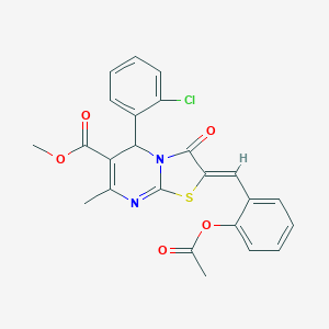 methyl (2Z)-2-[(2-acetyloxyphenyl)methylidene]-5-(2-chlorophenyl)-7-methyl-3-oxo-5H-[1,3]thiazolo[3,2-a]pyrimidine-6-carboxylate