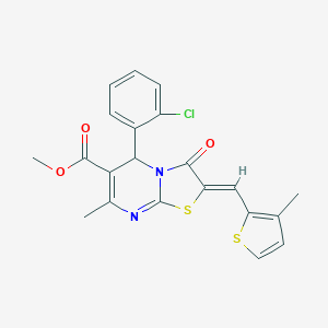 molecular formula C21H17ClN2O3S2 B406438 methyl (2Z)-5-(2-chlorophenyl)-7-methyl-2-[(3-methylthiophen-2-yl)methylidene]-3-oxo-5H-[1,3]thiazolo[3,2-a]pyrimidine-6-carboxylate CAS No. 324567-56-8