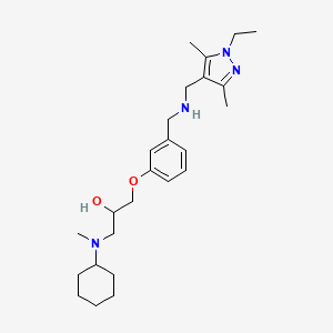 molecular formula C25H40N4O2 B4064471 1-[cyclohexyl(methyl)amino]-3-[3-({[(1-ethyl-3,5-dimethyl-1H-pyrazol-4-yl)methyl]amino}methyl)phenoxy]-2-propanol 