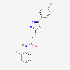 molecular formula C16H11BrFN3O2S B4064476 2-{[5-(4-溴苯基)-1,3,4-恶二唑-2-基]硫代}-N-(2-氟苯基)乙酰胺 