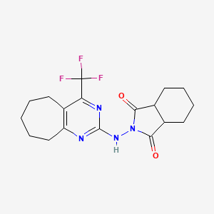 molecular formula C18H21F3N4O2 B4064480 2-{[4-(trifluoromethyl)-6,7,8,9-tetrahydro-5H-cyclohepta[d]pyrimidin-2-yl]amino}hexahydro-1H-isoindole-1,3(2H)-dione 