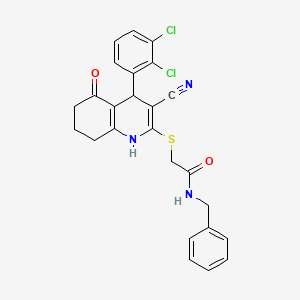 molecular formula C25H21Cl2N3O2S B4064517 N-benzyl-2-{[3-cyano-4-(2,3-dichlorophenyl)-5-oxo-1,4,5,6,7,8-hexahydro-2-quinolinyl]thio}acetamide 