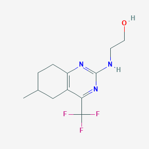 molecular formula C12H16F3N3O B4064522 2-{[6-甲基-4-(三氟甲基)-5,6,7,8-四氢-2-喹唑啉基]氨基}乙醇 
