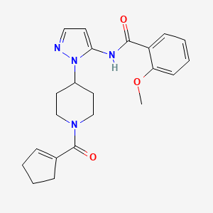 molecular formula C22H26N4O3 B4064529 N-{1-[1-(1-环戊烯-1-基羰基)-4-哌啶基]-1H-吡唑-5-基}-2-甲氧基苯甲酰胺 