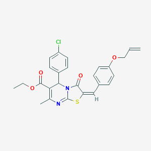 molecular formula C26H23ClN2O4S B406453 ethyl 2-[4-(allyloxy)benzylidene]-5-(4-chlorophenyl)-7-methyl-3-oxo-2,3-dihydro-5H-[1,3]thiazolo[3,2-a]pyrimidine-6-carboxylate 