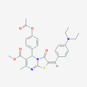 methyl (2E)-5-(4-acetyloxyphenyl)-2-[[4-(diethylamino)phenyl]methylidene]-7-methyl-3-oxo-5H-[1,3]thiazolo[3,2-a]pyrimidine-6-carboxylate