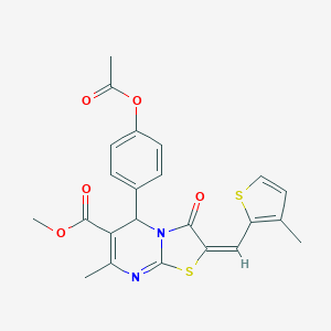 methyl 5-[4-(acetyloxy)phenyl]-7-methyl-2-[(3-methyl-2-thienyl)methylene]-3-oxo-2,3-dihydro-5H-[1,3]thiazolo[3,2-a]pyrimidine-6-carboxylate