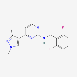 molecular formula C16H15F2N5 B4064594 N-(2,6-difluorobenzyl)-4-(1,3-dimethyl-1H-pyrazol-4-yl)pyrimidin-2-amine 