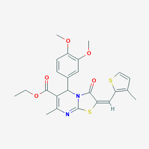 ethyl 5-(3,4-dimethoxyphenyl)-7-methyl-2-[(3-methyl-2-thienyl)methylene]-3-oxo-2,3-dihydro-5H-[1,3]thiazolo[3,2-a]pyrimidine-6-carboxylate