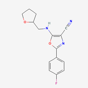 2-(4-fluorophenyl)-5-[(tetrahydro-2-furanylmethyl)amino]-1,3-oxazole-4-carbonitrile