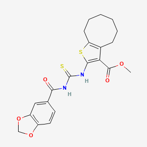 molecular formula C21H22N2O5S2 B4064669 methyl 2-({[(1,3-benzodioxol-5-ylcarbonyl)amino]carbonothioyl}amino)-4,5,6,7,8,9-hexahydrocycloocta[b]thiophene-3-carboxylate 