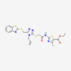 molecular formula C22H22N6O3S4 B4064672 ethyl 2-{[({4-allyl-5-[(1,3-benzothiazol-2-ylthio)methyl]-4H-1,2,4-triazol-3-yl}thio)acetyl]amino}-4-methyl-1,3-thiazole-5-carboxylate 