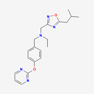 molecular formula C20H25N5O2 B4064675 N-[(5-isobutyl-1,2,4-oxadiazol-3-yl)methyl]-N-[4-(pyrimidin-2-yloxy)benzyl]ethanamine 