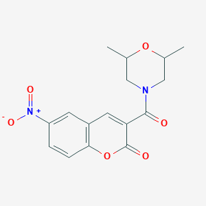 molecular formula C16H16N2O6 B4064685 3-[(2,6-dimethyl-4-morpholinyl)carbonyl]-6-nitro-2H-chromen-2-one 
