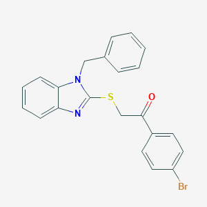 molecular formula C22H17BrN2OS B406470 2-[(1-benzyl-1H-benzimidazol-2-yl)sulfanyl]-1-(4-bromophenyl)ethanone 