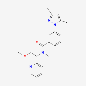 molecular formula C21H24N4O2 B4064707 3-(3,5-二甲基-1H-吡唑-1-基)-N-(2-甲氧基-1-吡啶-2-基乙基)-N-甲基苯甲酰胺 