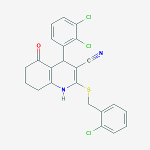 molecular formula C23H17Cl3N2OS B4064722 2-[(2-chlorobenzyl)thio]-4-(2,3-dichlorophenyl)-5-oxo-1,4,5,6,7,8-hexahydro-3-quinolinecarbonitrile 