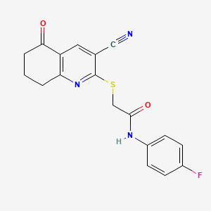 2-[(3-cyano-5-oxo-5,6,7,8-tetrahydro-2-quinolinyl)thio]-N-(4-fluorophenyl)acetamide