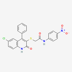 2-[(6-chloro-2-oxo-4-phenyl-1,2-dihydro-3-quinolinyl)thio]-N-(4-nitrophenyl)acetamide
