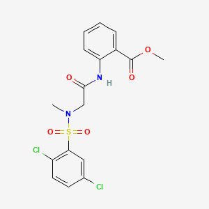 molecular formula C17H16Cl2N2O5S B4064769 methyl 2-({N-[(2,5-dichlorophenyl)sulfonyl]-N-methylglycyl}amino)benzoate 